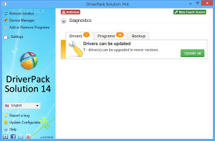Showing the interface in DriverPack Solution